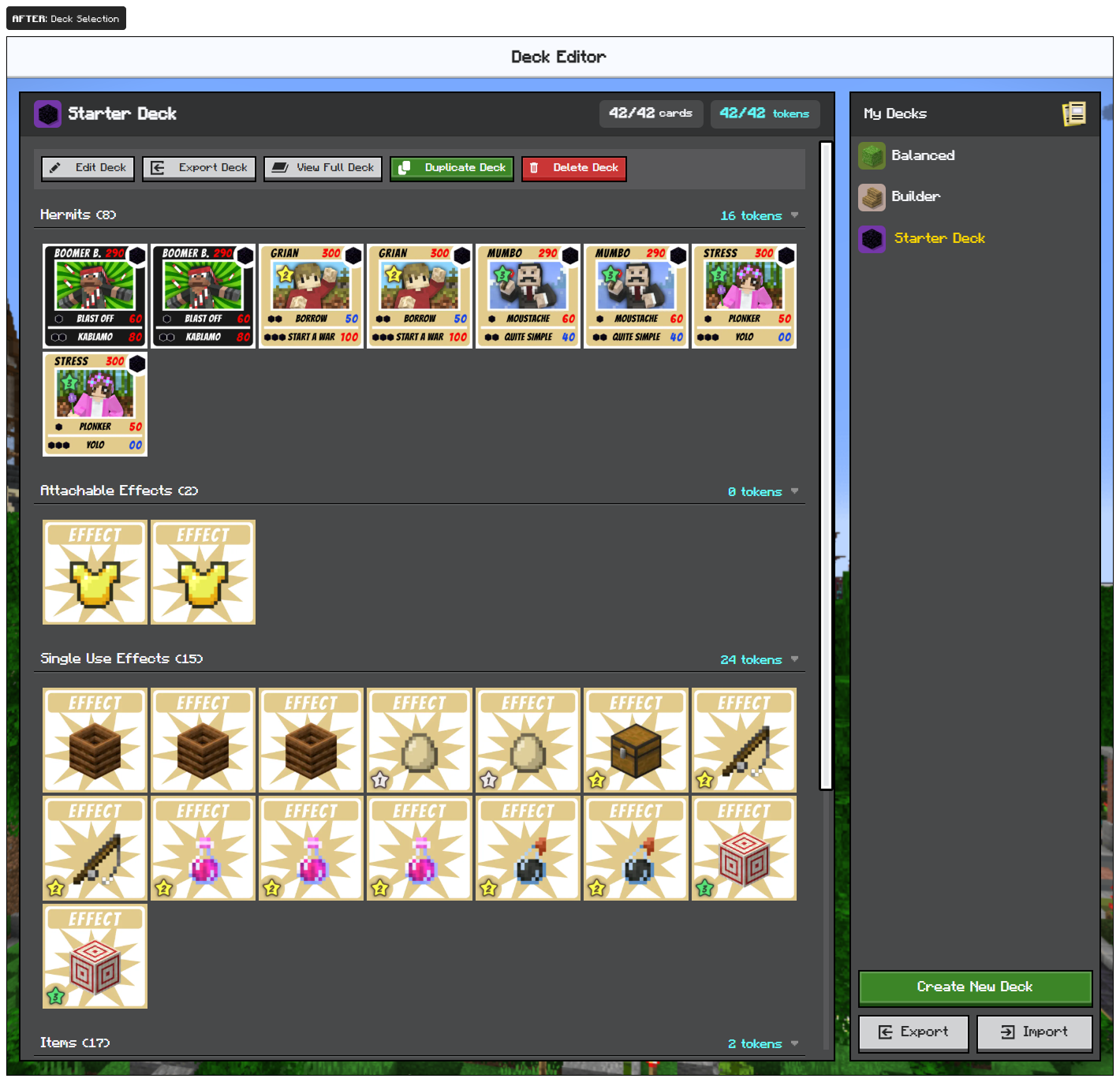 A look at the HC-TCG Deck Selection screen after my rework.