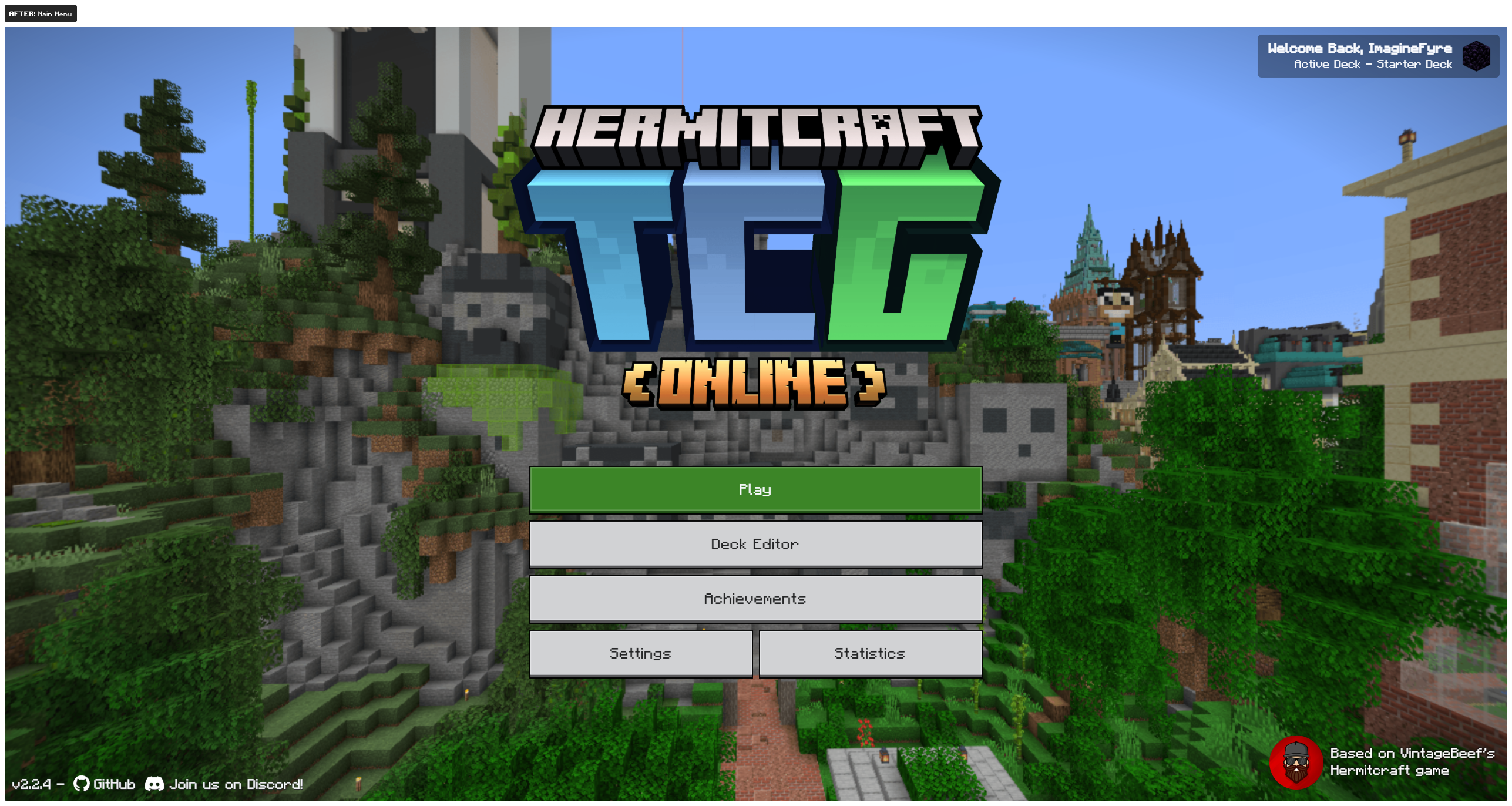 A look at the HC-TCG Main Menu after my rework.