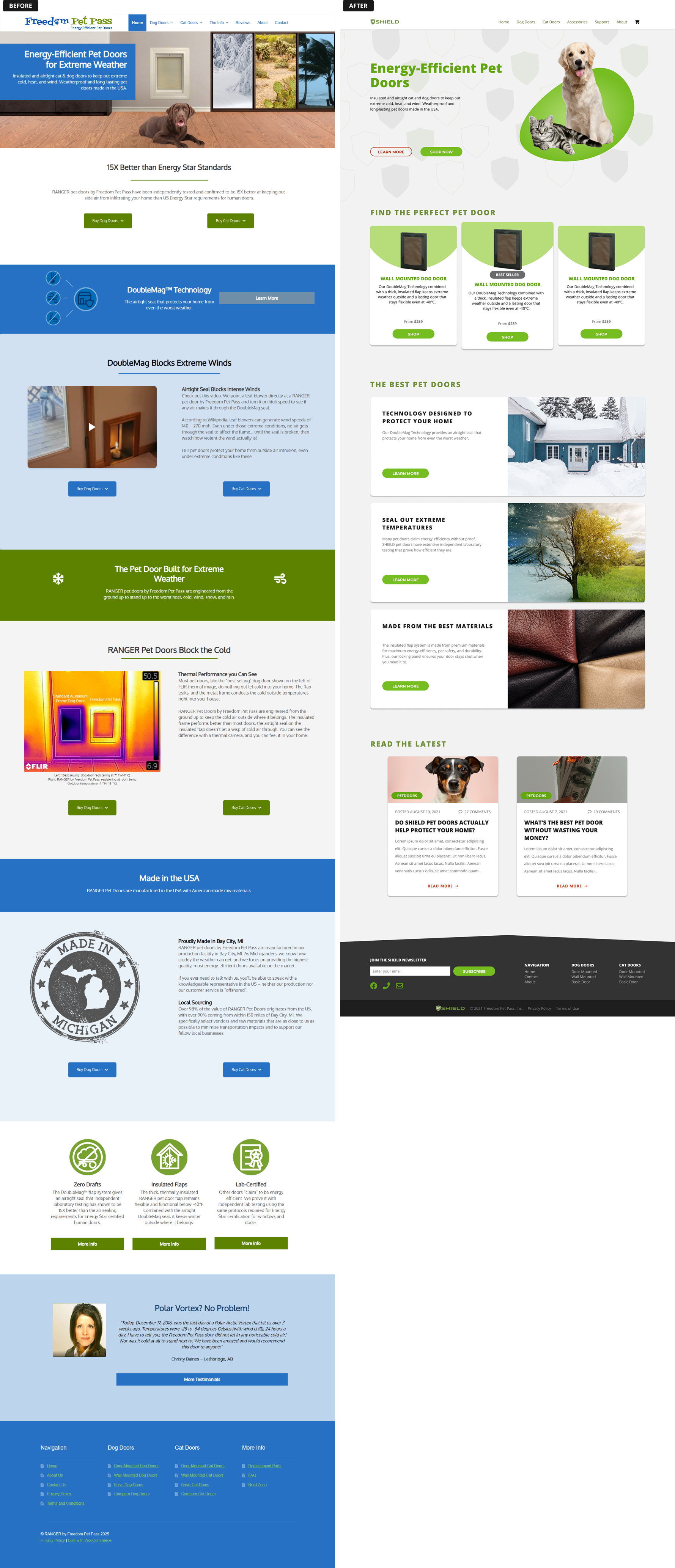 A look at the before and after for the SHIELD homepage