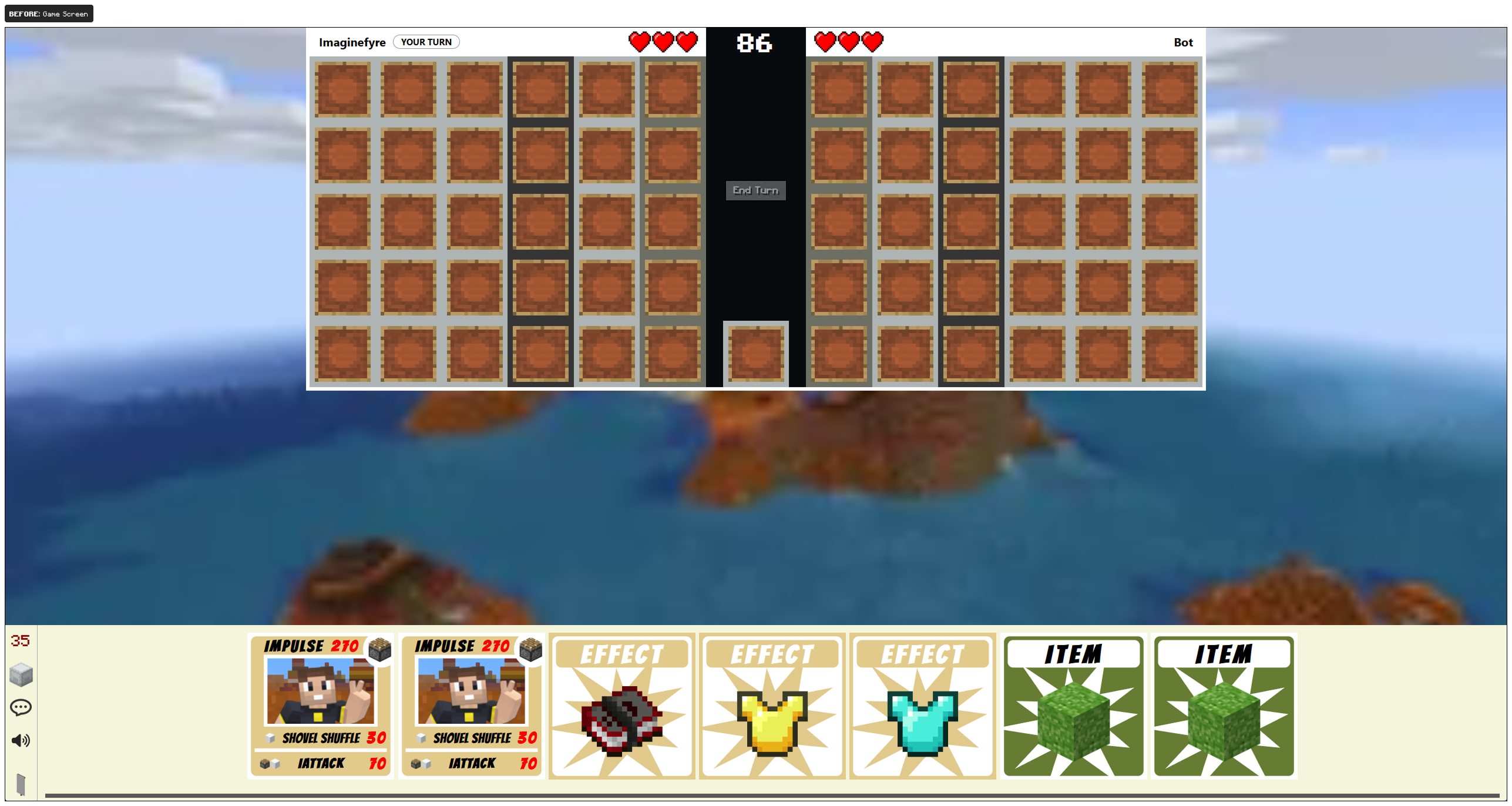 A look at the HC-TCG Game Screen before my rework.